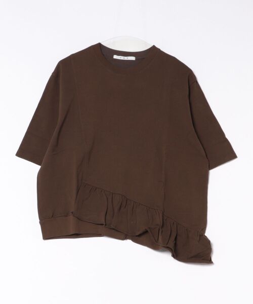 H.A.K(ハク)の「ギザコットン25/40ソフト天竺アシンメトリーフリルTシャツ(Tシャツ/カットソー・レディース・ブラウン/ブラック/キャメル・FREE)」の5枚目の写真