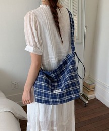 gathered check shoulder bag