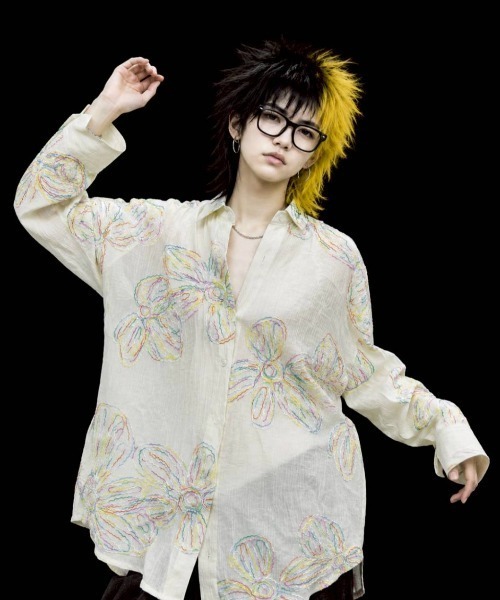 KAMINARI_TOKIO(カミナリトキオ)の「フラワー刺繍シアーシャツ(シャツ/ブラウス・レディース・イエロー・FREE)」の11枚目の写真