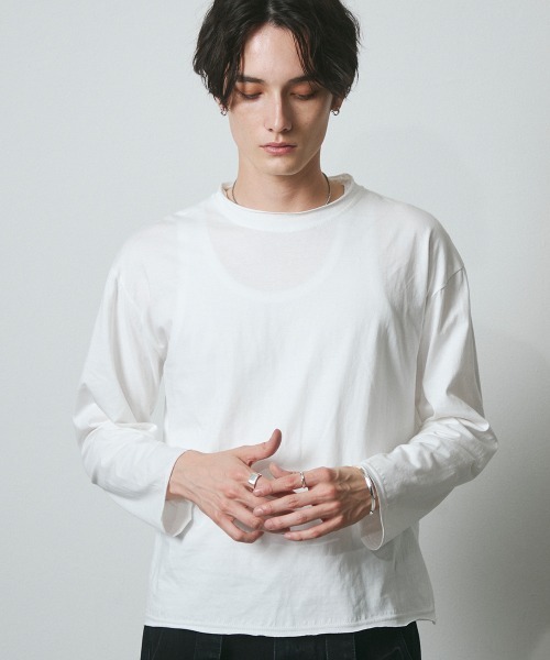 DAZE(デイズ)の「カットオフ クルーネック ロングスリーブTシャツ(Tシャツ/カットソー・メンズ・ブラック/ホワイト・SMALL/MEDIUM/LARGE)」の14枚目の写真