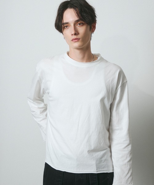 DAZE(デイズ)の「カットオフ クルーネック ロングスリーブTシャツ(Tシャツ/カットソー・メンズ・ブラック/ホワイト・SMALL/MEDIUM/LARGE)」の16枚目の写真
