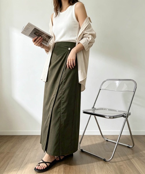 Miniministore（ミニミニストア）の「ラップパンツリネンライクワイドパンツ春夏（チノパンツ・レディース・ブラック/カーキ/アイボリー/モカ・M/L）」の8枚目の写真