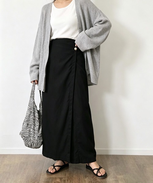 Miniministore（ミニミニストア）の「ラップパンツリネンライクワイドパンツ春夏（チノパンツ・レディース・ブラック/カーキ/アイボリー/モカ・M/L）」の11枚目の写真