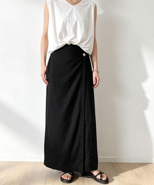 Miniministore（ミニミニストア）の「ラップパンツリネンライクワイドパンツ春夏（チノパンツ・レディース・ブラック/カーキ/アイボリー/モカ・M/L）」の14枚目の写真