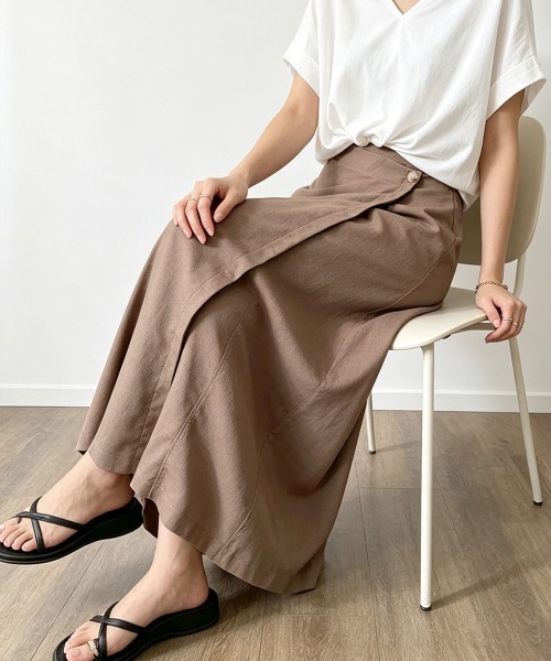 Miniministore（ミニミニストア）の「ラップパンツリネンライクワイドパンツ春夏（チノパンツ・レディース・ブラック/カーキ/アイボリー/モカ・M/L）」の22枚目の写真