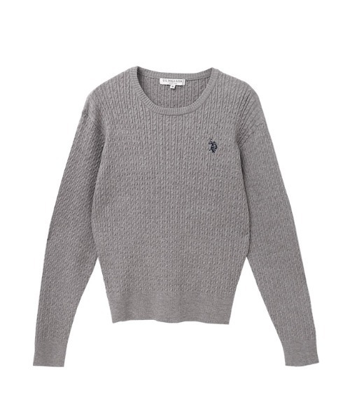 U.S. POLO ASSN.(ユーエスポロアッスン)の「U.S. POLO ASSN. クルーネックケーブルニット(ニット/セーター・レディース・ネイビー/レッド系その他/オフホワイト/ブラウン系その他/杢グレー・LL/L/M)」の17枚目の写真