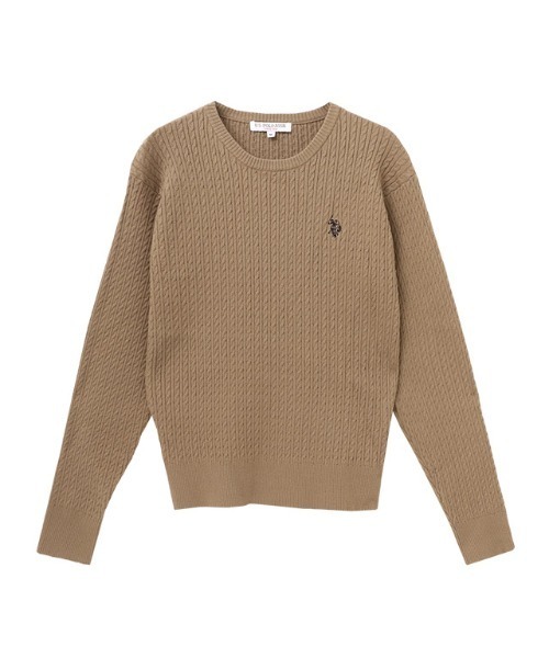 U.S. POLO ASSN.(ユーエスポロアッスン)の「U.S. POLO ASSN. クルーネックケーブルニット(ニット/セーター・レディース・ネイビー/レッド系その他/オフホワイト/ブラウン系その他/杢グレー・LL/L/M)」の9枚目の写真