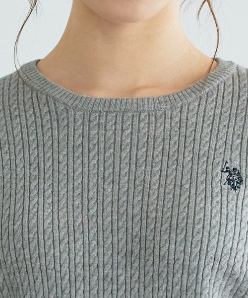 U.S. POLO ASSN.(ユーエスポロアッスン)の「U.S. POLO ASSN. クルーネックケーブルニット(ニット/セーター・レディース・ネイビー/レッド系その他/オフホワイト/ブラウン系その他/杢グレー・LL/L/M)」の18枚目の写真