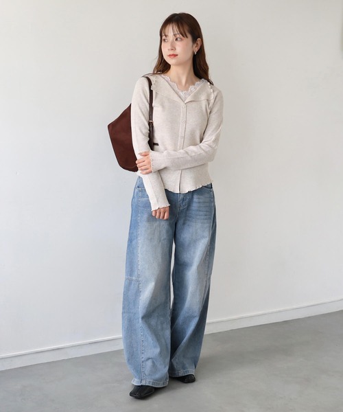 tiptop(ティップトップ)の「レース使いカーディガン風プルオーバー(ニット/セーター・レディース・ブラック/ブラウン/チャコールグレー/アイボリー・FREE)」の10枚目の写真