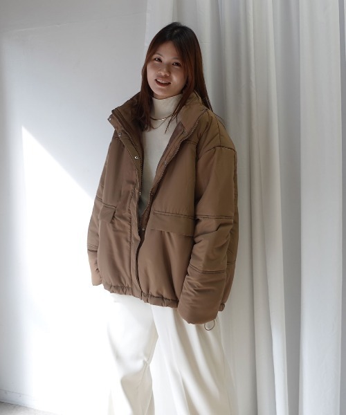 CORNERS(コーナーズ)の「スタンドカラーフェイクダウンブルゾン(ダウンジャケット/コート・レディース・モカ/アイボリー/ブラック・M)」の19枚目の写真