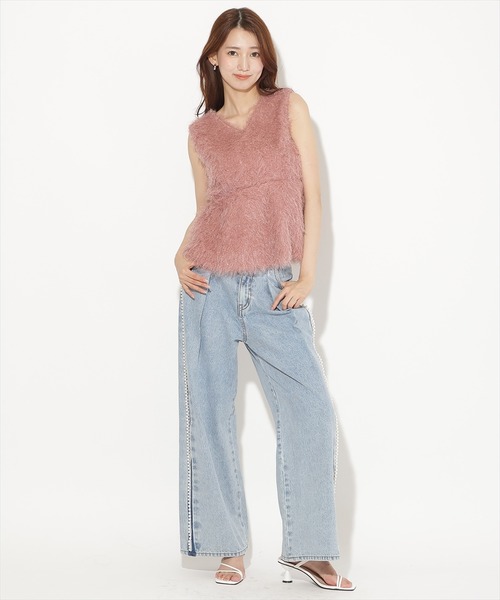 AND COUTURE(アンドクチュール)の「ソフトシャギーペプラムトップス(キャミソール・レディース・モカ/ピンク/ホワイト・FREE)」の21枚目の写真