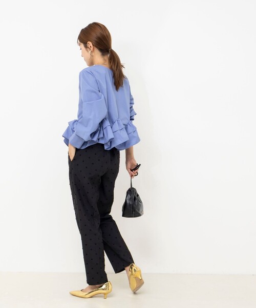 NOLLEY’S(ノーリーズ)の「ウォッシャブル2WAYペプラムフリルブラウス(シャツ/ブラウス・レディース・サックスブルー/ブラック/ホワイト・38)」の12枚目の写真