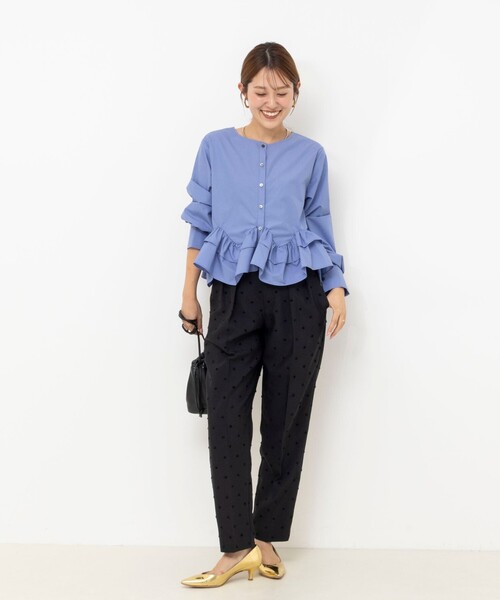 NOLLEY’S(ノーリーズ)の「ウォッシャブル2WAYペプラムフリルブラウス(シャツ/ブラウス・レディース・サックスブルー/ブラック/ホワイト・38)」の13枚目の写真