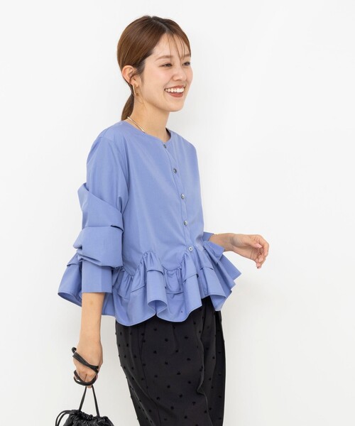 NOLLEY’S(ノーリーズ)の「ウォッシャブル2WAYペプラムフリルブラウス(シャツ/ブラウス・レディース・サックスブルー/ブラック/ホワイト・38)」の14枚目の写真