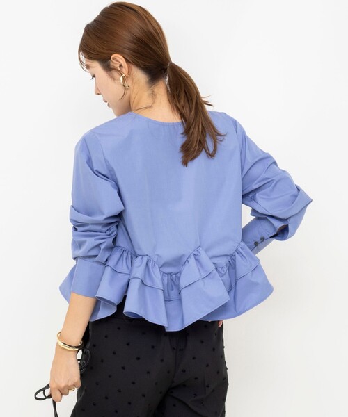 NOLLEY’S(ノーリーズ)の「ウォッシャブル2WAYペプラムフリルブラウス(シャツ/ブラウス・レディース・サックスブルー/ブラック/ホワイト・38)」の15枚目の写真