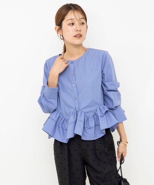 NOLLEY’S(ノーリーズ)の「ウォッシャブル2WAYペプラムフリルブラウス(シャツ/ブラウス・レディース・サックスブルー/ブラック/ホワイト・38)」の17枚目の写真