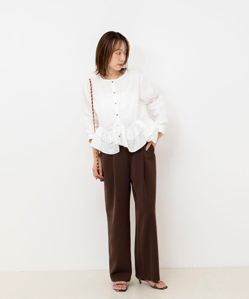 NOLLEY’S(ノーリーズ)の「ウォッシャブル2WAYペプラムフリルブラウス(シャツ/ブラウス・レディース・サックスブルー/ブラック/ホワイト・38)」の21枚目の写真