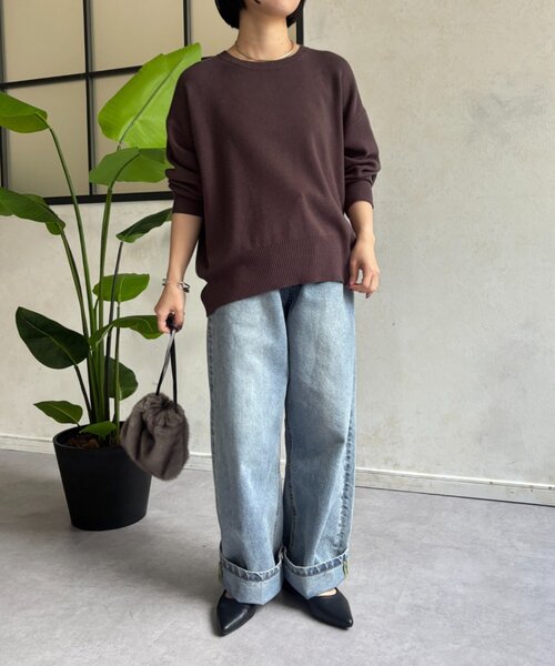 Jena espace merveilleux（ジェナ　エスパスメルヴェイユ）の「バックテープラメニット（ニット/セーター・レディース・チャコールグレー/モカ・FREE）」の3枚目の写真