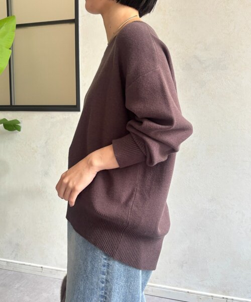 Jena espace merveilleux（ジェナ　エスパスメルヴェイユ）の「バックテープラメニット（ニット/セーター・レディース・チャコールグレー/モカ・FREE）」の6枚目の写真