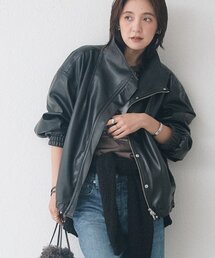 合皮スタンドブルゾン