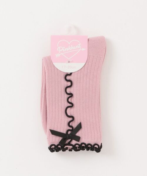 PINKHUNT(ピンクハント)の「PINKHUNT メロウラインクルーソックス 1894(ソックス/靴下・キッズ・ホワイト/ブラック/ベビーピンク・21-24cm/17-20)」の3枚目の写真