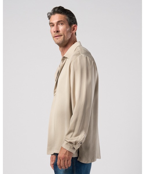 wjk(ダヴルジェイケイ)の「cupro vintage pull-over skipper shirt L/S(シャツ/ブラウス・メンズ・ブラック/ダークカーキ/ダークベージュ・X-LARGE/LARGE/MEDIUM/SMALL)」の7枚目の写真