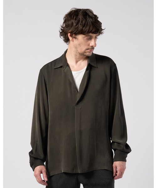 wjk(ダヴルジェイケイ)の「cupro vintage pull-over skipper shirt L/S(シャツ/ブラウス・メンズ・ブラック/ダークカーキ/ダークベージュ・X-LARGE/LARGE/MEDIUM/SMALL)」の13枚目の写真