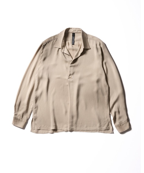 wjk(ダヴルジェイケイ)の「cupro vintage pull-over skipper shirt L/S(シャツ/ブラウス・メンズ・ブラック/ダークカーキ/ダークベージュ・X-LARGE/LARGE/MEDIUM/SMALL)」の4枚目の写真