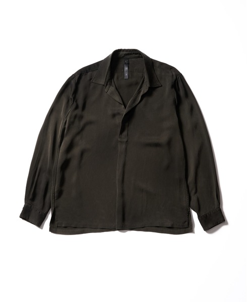 wjk(ダヴルジェイケイ)の「cupro vintage pull-over skipper shirt L/S(シャツ/ブラウス・メンズ・ブラック/ダークカーキ/ダークベージュ・X-LARGE/LARGE/MEDIUM/SMALL)」の12枚目の写真