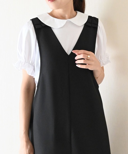 Neige(ネージュ)の「丸襟フリルスリーブトップス(Tシャツ/カットソー・レディース・ブラック・ONE SIZE)」の4枚目の写真