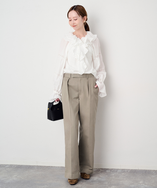 Dickies(ディッキーズ)の「Dickies/ディッキーズ SLOBE別注 タックスラックス 【洗濯機使用可能】(スラックス・レディース・チャコールグレー/ベージュ・38/36/40)」の13枚目の写真