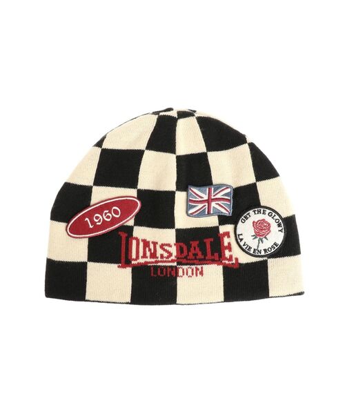 jouetie(ジュエティ)の「【LONSDALE×jouetie】チェッカービーニー(ニットキャップ/ビーニー・レディース・ブラック/ネイビー・FREE)」の3枚目の写真