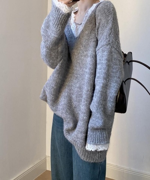 Ritzy(リッツィー)の「レース切り替え V ネックニットセーター(ニット/セーター・レディース・ベージュ/グレー/モカ・FREE)」の21枚目の写真