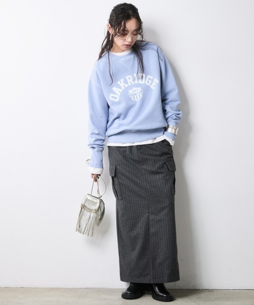 CHIC STYLE（シックスタイル）の「綿100％ピグメント染裏起毛クルーネックスウェット＜大きいサイズ有＞シックスタイル（スウェット・レディース・ライトブルー/グレー/モカ・3L/M/LL/5L/L/4L）」の11枚目の写真
