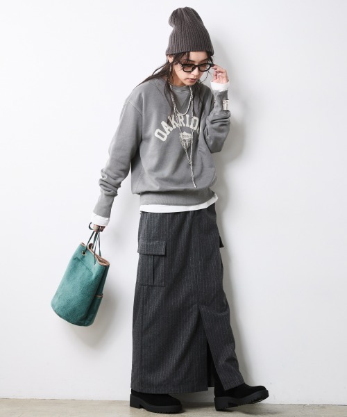 CHIC STYLE（シックスタイル）の「綿100％ピグメント染裏起毛クルーネックスウェット＜大きいサイズ有＞シックスタイル（スウェット・レディース・ライトブルー/グレー/モカ・3L/M/LL/5L/L/4L）」の12枚目の写真