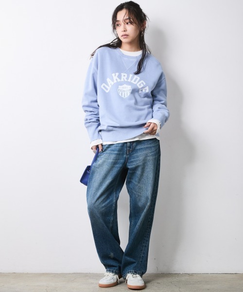 CHIC STYLE（シックスタイル）の「綿100％ピグメント染裏起毛クルーネックスウェット＜大きいサイズ有＞シックスタイル（スウェット・レディース・ライトブルー/グレー/モカ・3L/M/LL/5L/L/4L）」の13枚目の写真
