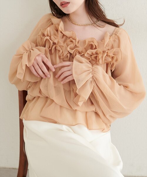 natural couture(ナチュラルクチュール)の「スクエアネックフリルブラウス(シャツ/ブラウス・レディース・ピンク系その他/アイボリー・FREE)」の14枚目の写真