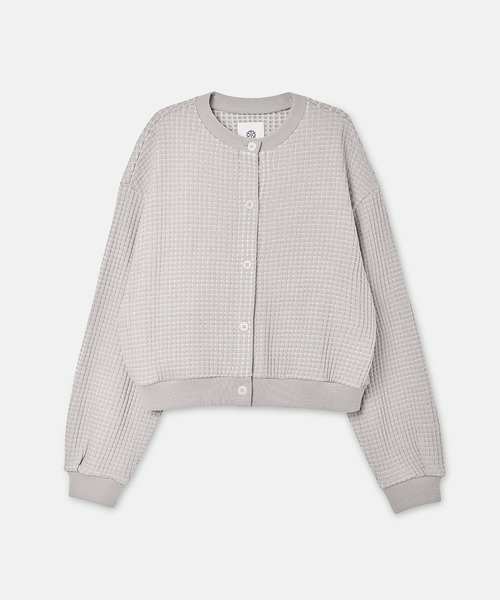 SEAGREEN(シーグリーン)の「SEAGREEN(シーグリーン) ONI WAFFLE CARDIGAN オニワッフルカーディガン(カーディガン/ボレロ・レディース・サンドベージュ/ブラック・1)」の2枚目の写真