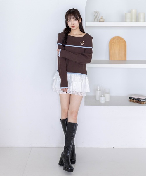 clear（クリア）の「ブローチ付きオフショルニットトップス［骨格ウェーブ／上品／デート］（ニット/セーター・レディース・アイボリー/レッド/ネイビー/グレー/ブラック/ブラウン・F）」の11枚目の写真