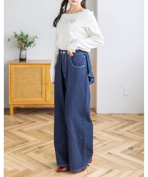 clear（クリア）の「ブローチ付きオフショルニットトップス［骨格ウェーブ／上品／デート］（ニット/セーター・レディース・アイボリー/レッド/ネイビー/グレー/ブラック/ブラウン・F）」の17枚目の写真
