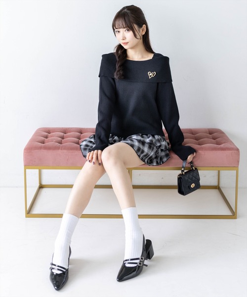 clear（クリア）の「ブローチ付きオフショルニットトップス［骨格ウェーブ／上品／デート］（ニット/セーター・レディース・アイボリー/レッド/ネイビー/グレー/ブラック/ブラウン・F）」の22枚目の写真