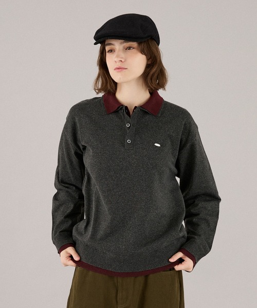 ONCILY(オンシェリー)の「LAYERED DOUBLE COLLAR KNIT POLO / レイヤードダブル襟ニットポロ(ニット/セーター・メンズ・チャコールグレー/ベージュ/ネイビー/ブラウン・SMALL/MEDIUM/LARGE)」の1枚目の写真
