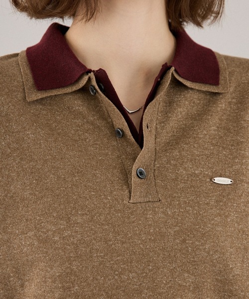ONCILY(オンシェリー)の「LAYERED DOUBLE COLLAR KNIT POLO / レイヤードダブル襟ニットポロ(ニット/セーター・メンズ・チャコールグレー/ベージュ/ネイビー/ブラウン・SMALL/MEDIUM/LARGE)」の14枚目の写真