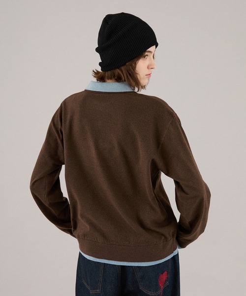 ONCILY(オンシェリー)の「LAYERED DOUBLE COLLAR KNIT POLO / レイヤードダブル襟ニットポロ(ニット/セーター・メンズ・チャコールグレー/ベージュ/ネイビー/ブラウン・SMALL/MEDIUM/LARGE)」の6枚目の写真