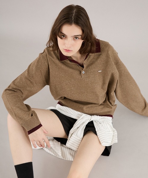 ONCILY(オンシェリー)の「LAYERED DOUBLE COLLAR KNIT POLO / レイヤードダブル襟ニットポロ(ニット/セーター・メンズ・チャコールグレー/ベージュ/ネイビー/ブラウン・SMALL/MEDIUM/LARGE)」の13枚目の写真