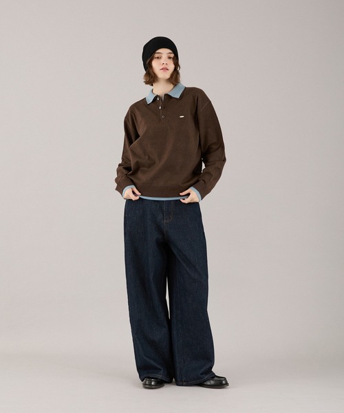 ONCILY(オンシェリー)の「LAYERED DOUBLE COLLAR KNIT POLO / レイヤードダブル襟ニットポロ(ニット/セーター・メンズ・チャコールグレー/ベージュ/ネイビー/ブラウン・SMALL/MEDIUM/LARGE)」の8枚目の写真