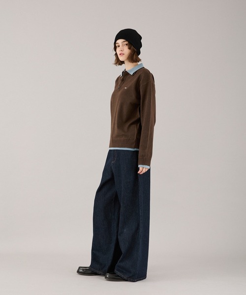 ONCILY(オンシェリー)の「LAYERED DOUBLE COLLAR KNIT POLO / レイヤードダブル襟ニットポロ(ニット/セーター・メンズ・チャコールグレー/ベージュ/ネイビー/ブラウン・SMALL/MEDIUM/LARGE)」の9枚目の写真