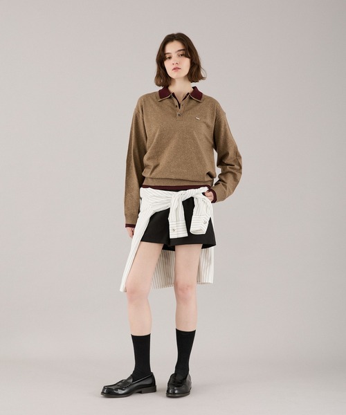 ONCILY(オンシェリー)の「LAYERED DOUBLE COLLAR KNIT POLO / レイヤードダブル襟ニットポロ(ニット/セーター・メンズ・チャコールグレー/ベージュ/ネイビー/ブラウン・SMALL/MEDIUM/LARGE)」の15枚目の写真