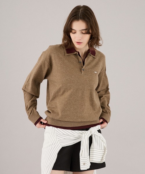 ONCILY(オンシェリー)の「LAYERED DOUBLE COLLAR KNIT POLO / レイヤードダブル襟ニットポロ(ニット/セーター・メンズ・チャコールグレー/ベージュ/ネイビー/ブラウン・SMALL/MEDIUM/LARGE)」の11枚目の写真
