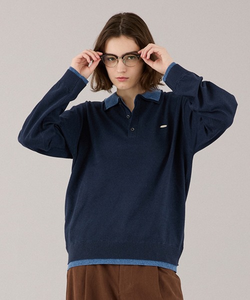 ONCILY(オンシェリー)の「LAYERED DOUBLE COLLAR KNIT POLO / レイヤードダブル襟ニットポロ(ニット/セーター・メンズ・チャコールグレー/ベージュ/ネイビー/ブラウン・SMALL/MEDIUM/LARGE)」の19枚目の写真